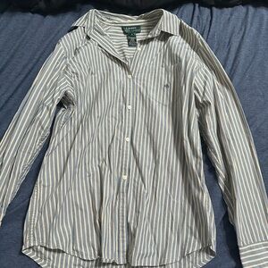 Ralph Lauren Blue and White Casual Button Down Shirt